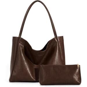 Tote Bag Coffe Color for Women 2 Pcs Large Casual Soft Vegan Leather For Women